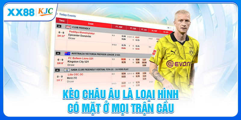 Kèo châu Âu là loại hình có mặt ở mọi trận cầu